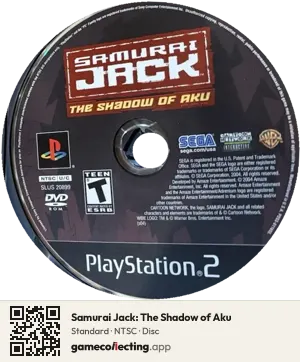 Samurai Jack: The Shadow of Aku PlayStation 2, NTSC disc