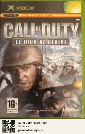 Call of Duty: Finest Hour Xbox, PAL box front