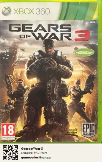 Gears of War 3 Xbox 360, PAL box front