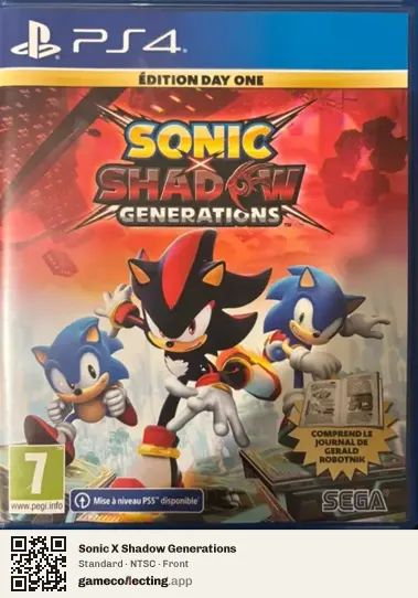 Sonic X Shadow Generations PlayStation 4, NTSC box front