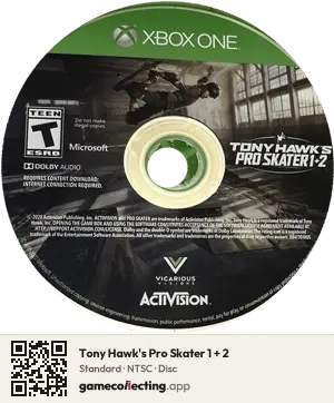 Tony Hawk's Pro Skater 1 + 2 Xbox One, NTSC disc