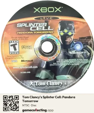 Tom Clancy's Splinter Cell: Pandora Tomorrow Xbox, NTSC disc
