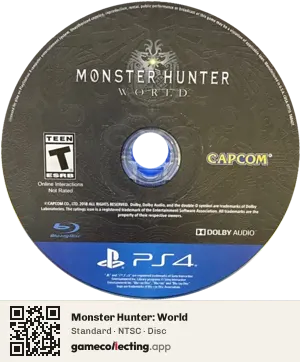 Monster Hunter: World PlayStation 4, NTSC disc