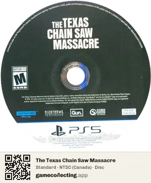 The Texas Chain Saw Massacre PlayStation 5, NTSC disc