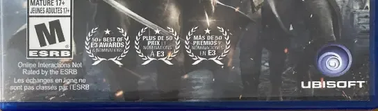 Assassin's Creed: Unity, the ESRB box on its front