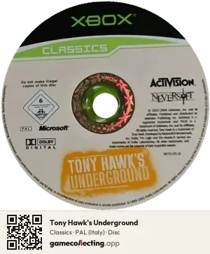 Tony Hawk's Underground Xbox, PAL disc