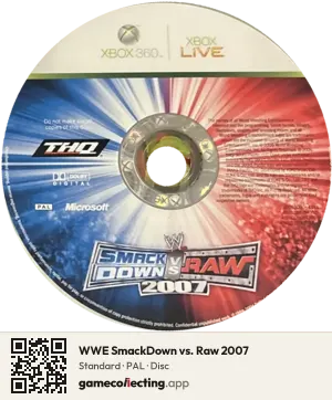 WWE SmackDown vs. Raw 2007 Xbox 360, PAL disc