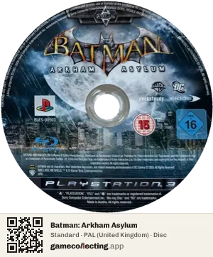 Batman: Arkham Asylum PlayStation 3, PAL disc