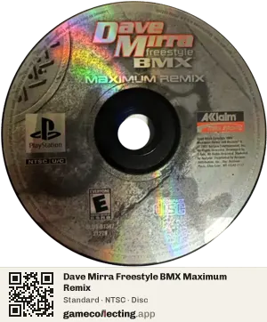 Dave Mirra Freestyle BMX Maximum Remix PlayStation, NTSC disc