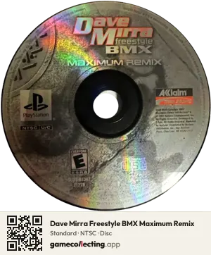 Dave Mirra Freestyle BMX Maximum Remix PlayStation, NTSC disc