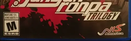 Danganronpa Trilogy, the ESRB box on its front