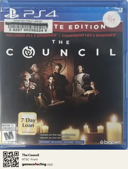 The Council PlayStation 4, NTSC box front