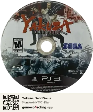 Yakuza: Dead Souls PlayStation 3, NTSC disc