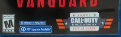 Call of Duty: Vanguard, the ESRB box on its front