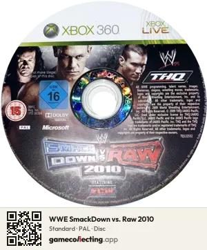 WWE SmackDown vs. Raw 2010 Xbox 360, PAL disc