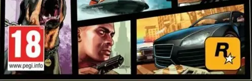 Grand Theft Auto V, the PEGI square on its front