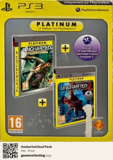 Uncharted Dual Pack PlayStation 3, PAL box front