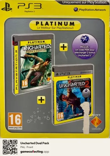 Uncharted Dual Pack PlayStation 3, PAL box front