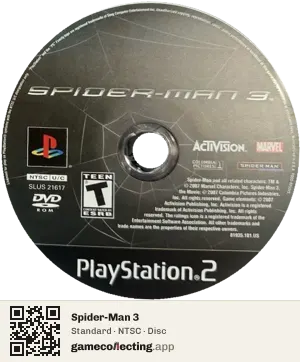 Spider-Man 3 PlayStation 2, NTSC disc