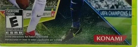 Pro Evolution Soccer 2013, the ESRB box on its front