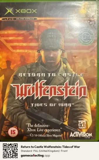 Return to Castle Wolfenstein: Tides of War Xbox, United Kingdom box front