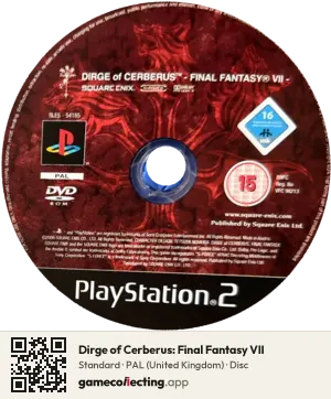 Dirge of Cerberus: Final Fantasy VII PlayStation 2, PAL disc