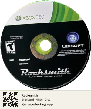 Rocksmith Xbox 360, NTSC disc