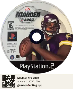 Madden NFL 2002 PlayStation 2, NTSC disc