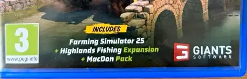 Farming Simulator 25, the PEGI square on its front