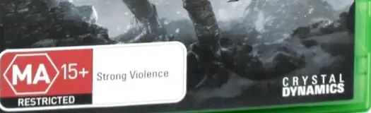 Rise of the Tomb Raider, the Australian classification mark on its front