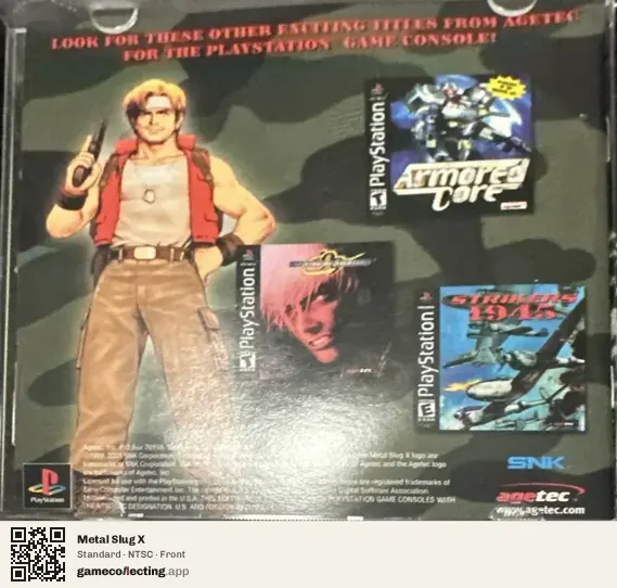 Metal Slug X PlayStation, NTSC box front