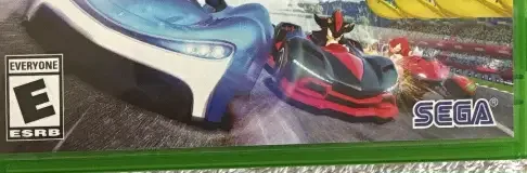 Team Sonic Racing, the ESRB box on its front