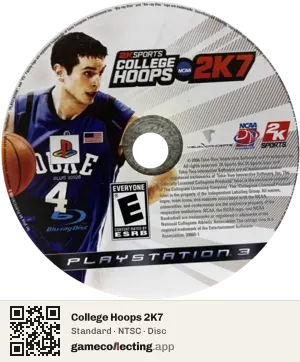 College Hoops 2K7 PlayStation 3, NTSC disc