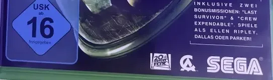 Alien: Isolation, the USK square on its front