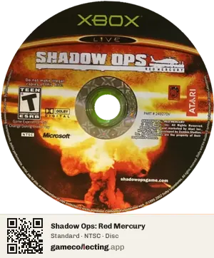 Shadow Ops: Red Mercury Xbox, NTSC disc