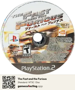 The Fast and the Furious PlayStation 2, NTSC disc