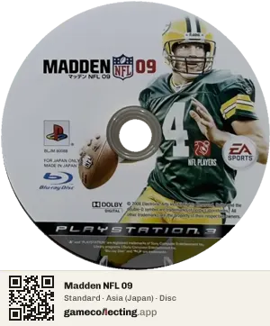 Madden NFL 09 PlayStation 3, Asia disc