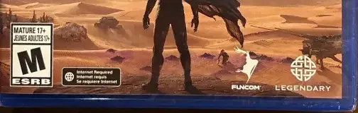 Dune: Awakening, the ESRB box on its front
