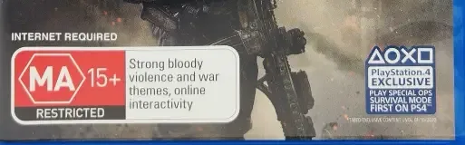 Call of Duty: Modern Warfare, the Australian classification mark on its front