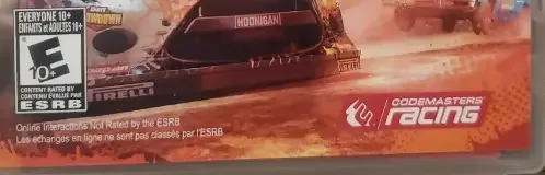 Dirt Showdown, the ESRB box on its front