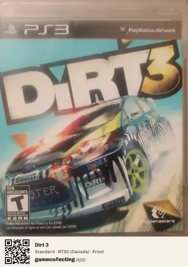 Dirt 3 PlayStation 3, Canada box front