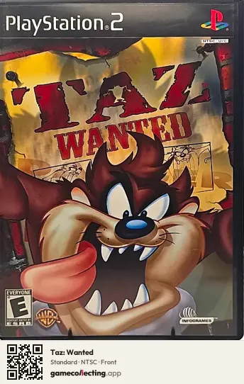 Taz: Wanted PlayStation 2, NTSC box front