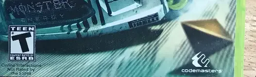 Dirt 3, the ESRB box on its front