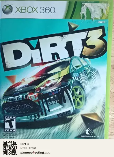 Dirt 3 Xbox 360, NTSC box front