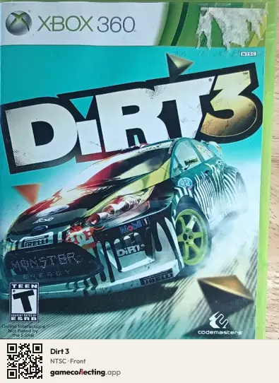 Dirt 3 Xbox 360, NTSC box front