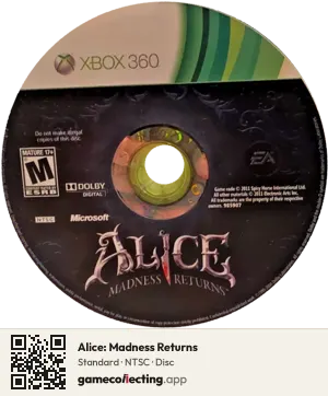 Alice: Madness Returns Xbox 360, NTSC disc