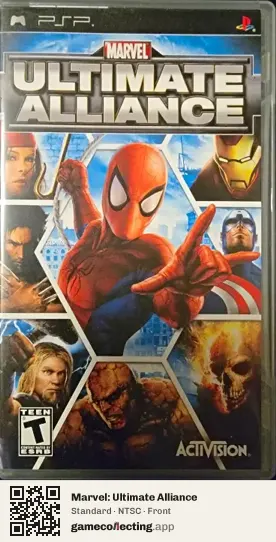 Marvel: Ultimate Alliance PlayStation Portable, NTSC box front