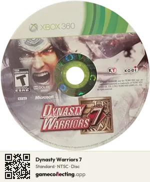 Dynasty Warriors 7 Xbox 360, NTSC disc
