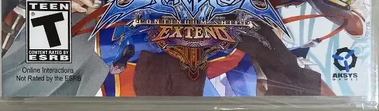 BlazBlue: Continuum Shift Extend, the ESRB box on its front