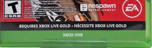 Apex Legends, the ESRB box on its front